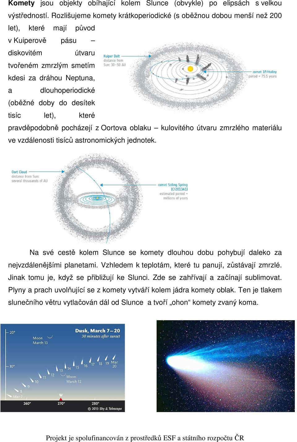 (oběžné doby do desítek tisíc let), které pravděpodobně pocházejí z Oortova oblaku kulovitého útvaru zmrzlého materiálu ve vzdálenosti tisíců astronomických jednotek.