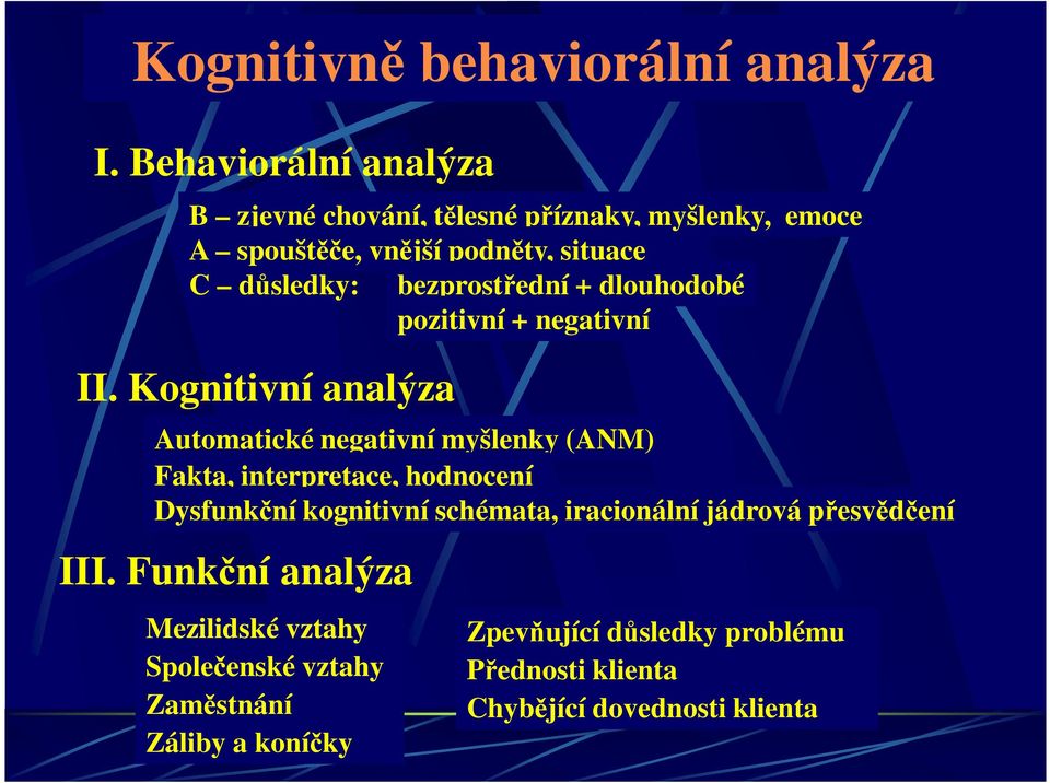 bezprostřední + dlouhodobé pozitivní + negativní II.