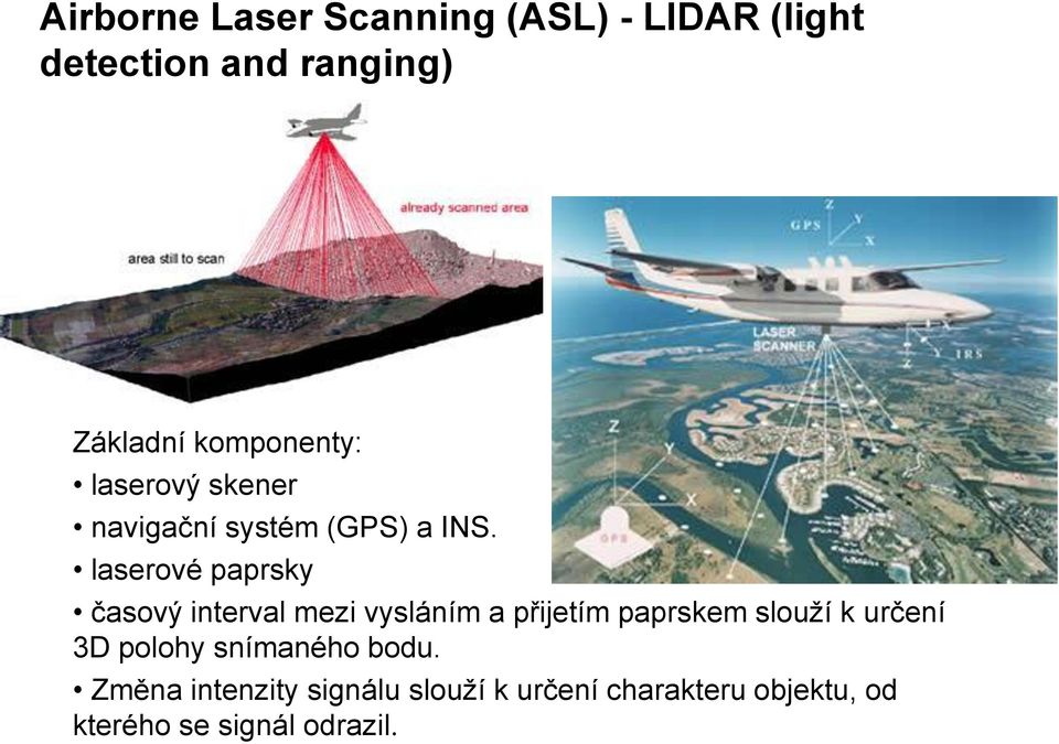 laserové paprsky časový interval mezi vysláním a přijetím paprskem slouží k určení