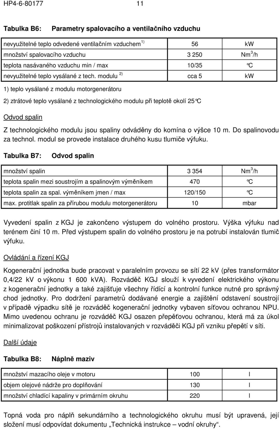 modulu 2) cca 5 kw 1) teplo vysálané z modulu motorgenerátoru 2) ztrátové teplo vysálané z technologického modulu při teplotě okolí 25 C Odvod spalin Z technologického modulu jsou spaliny odváděny do