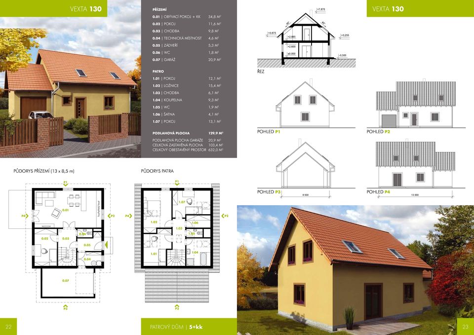 02 LOŽNICE 15,4 M 2 1.03 CHODBA 6,1 M 2 1.04 KOUPELNA 9,3 M 2 1.05 WC 1,9 M 2 1.06 ŠATNA 4,1 M 2 1.