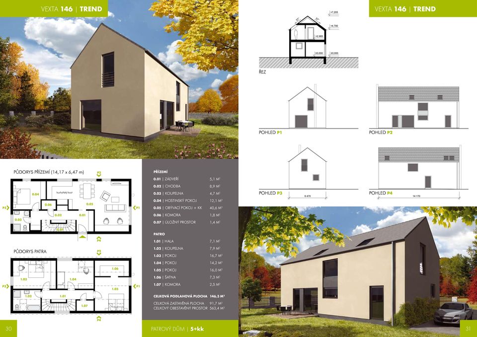 01 0.06 KOMORA 0.07 ÚLOŽNÝ PROSTOR 1,8 M 2 1,4 M 2 0.07 PATRO P4 1.01 HALA 7,1 M 2 PŮDORYS PATRA P2 1.02 KOUPELNA 1.03 POKOJ 7,9 M 2 16,7 M 2 1.