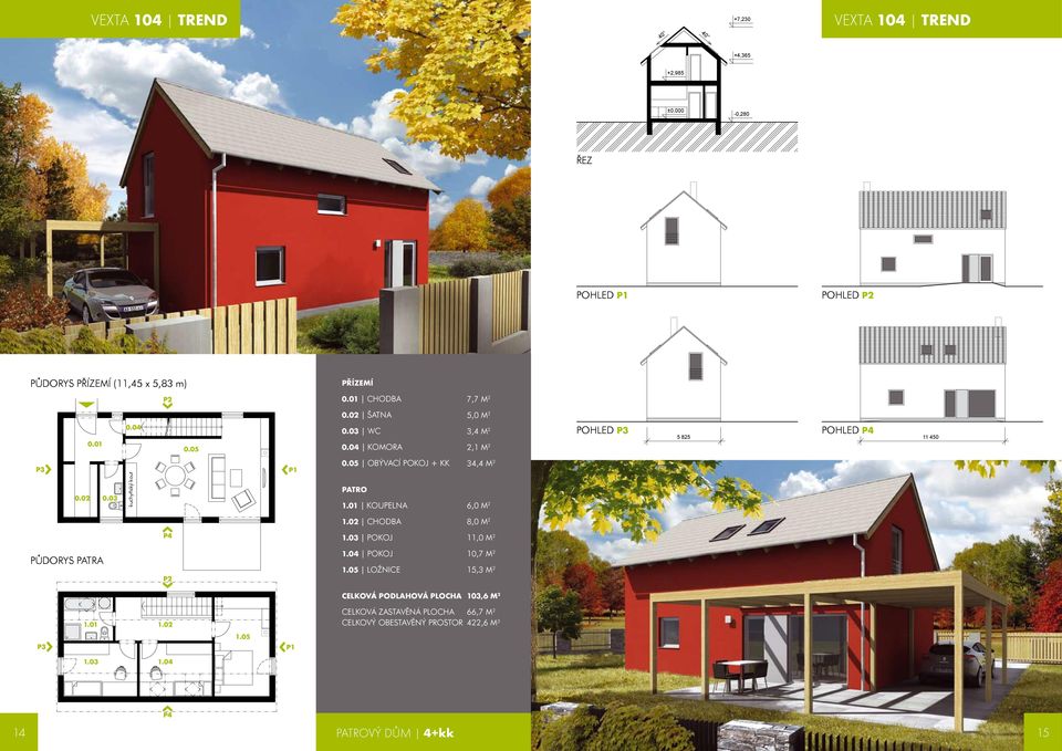 05 OBÝVACÍ POKOJ + KK 34,4 M 2 0.02 0.03 PATRO 1.01 KOUPELNA 6,0 M 2 1.02 CHODBA 8,0 M 2 1.