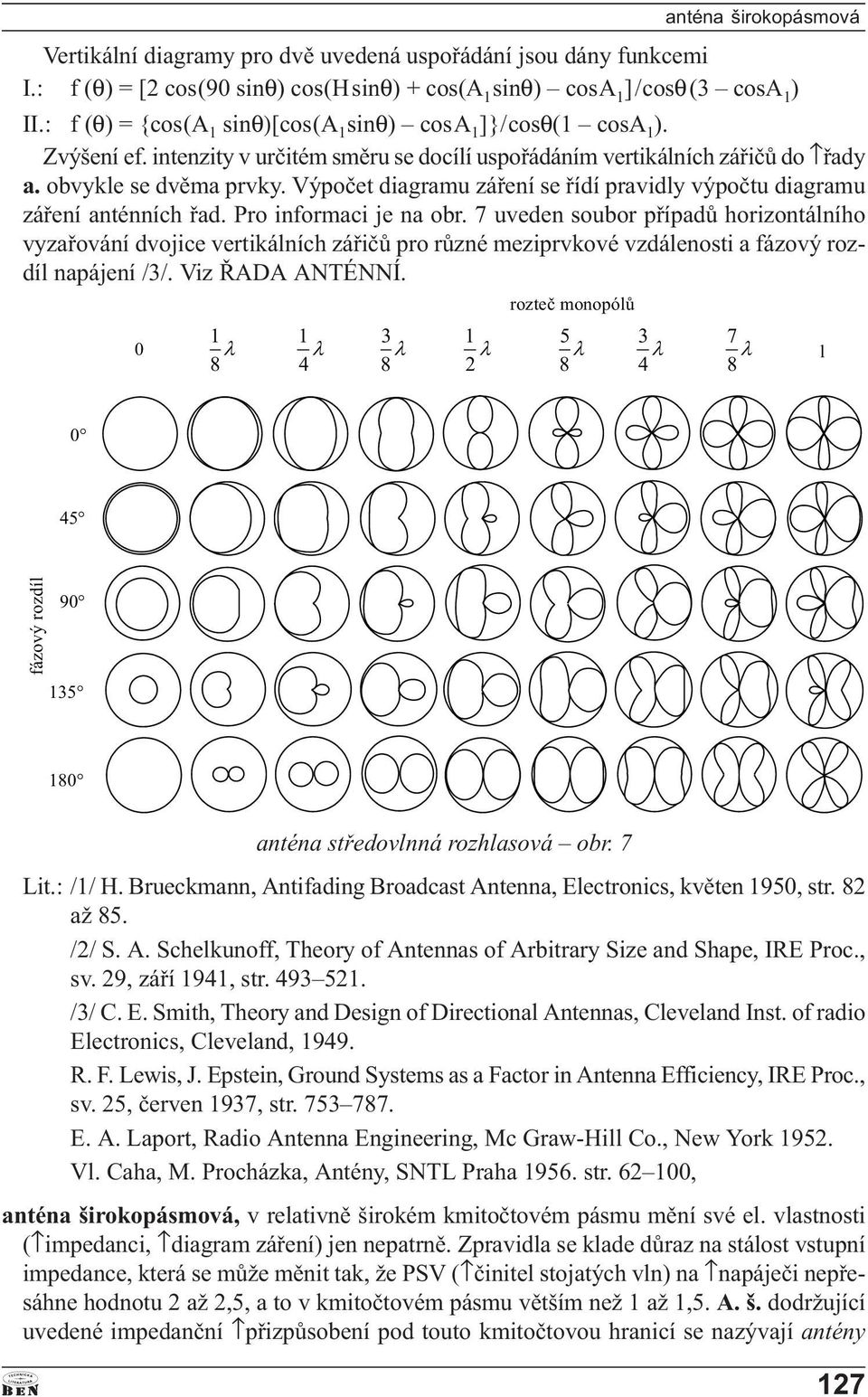 Výpoèet diagramu záøení se øídí pravidy výpoètu diagramu záøení anténních øad. Pro informaci je na obr.