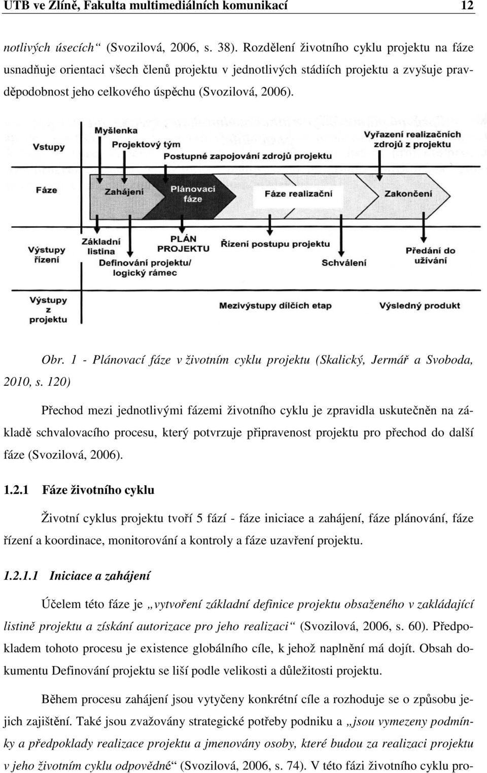 1 - Plánovací fáze v životním cyklu projektu (Skalický, Jermář a Svoboda, 2010, s.
