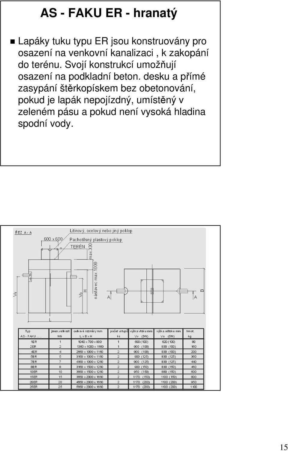 Svojí konstrukcí umožň žňují osazení na podkladní beton.