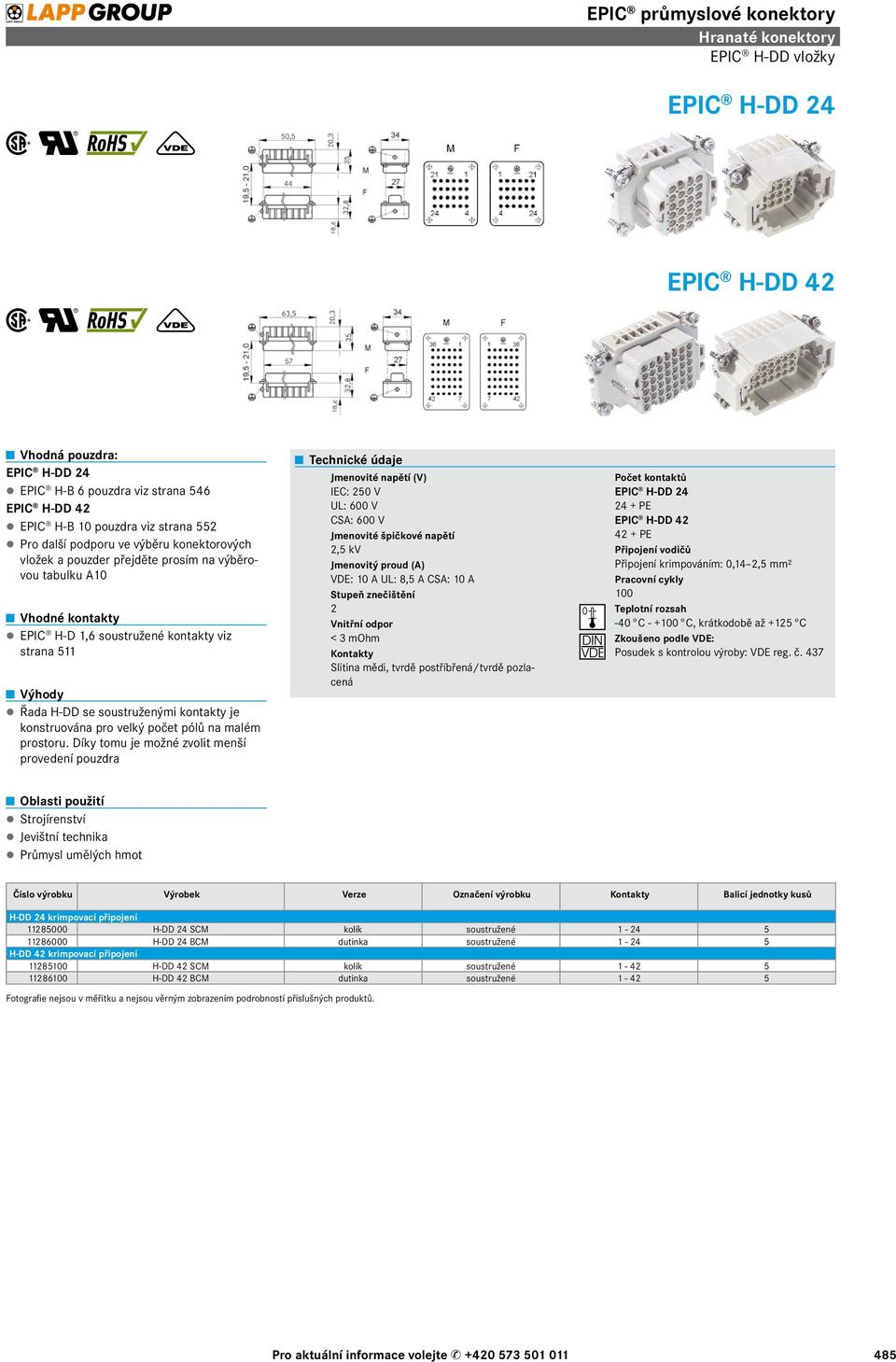 Díky tomu je možné zvolit menší provedení pouzdra Jmenovité napětí (V) IEC: 250 V UL: 600 V CSA: 600 V Jmenovité špičkové napětí 2,5 kv Jmenovitý proud (A) VDE: 10 A UL: 8,5 A CSA: 10 A Stupeň