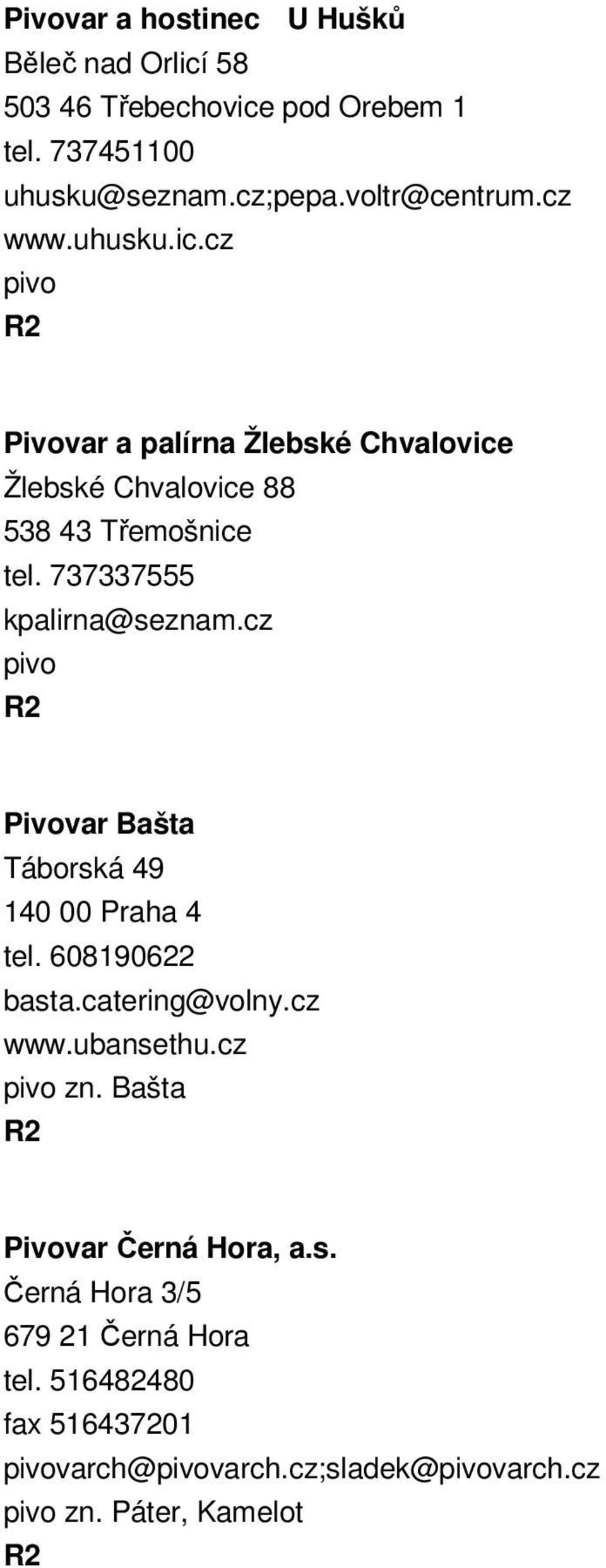 737337555 kpalirna@seznam.cz Pivovar Bašta Táborská 49 140 00 Praha 4 tel. 608190622 basta.catering@volny.cz www.ubansethu.