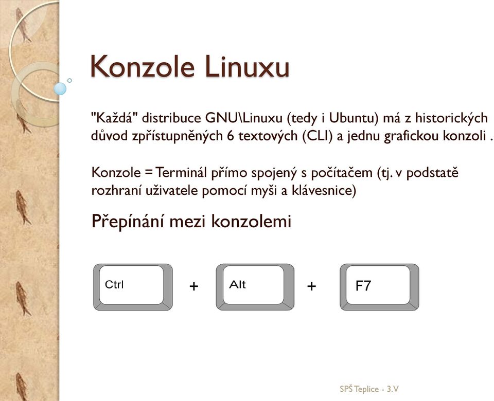 konzoli. Konzole = Terminál přímo spojený s počítačem (tj.