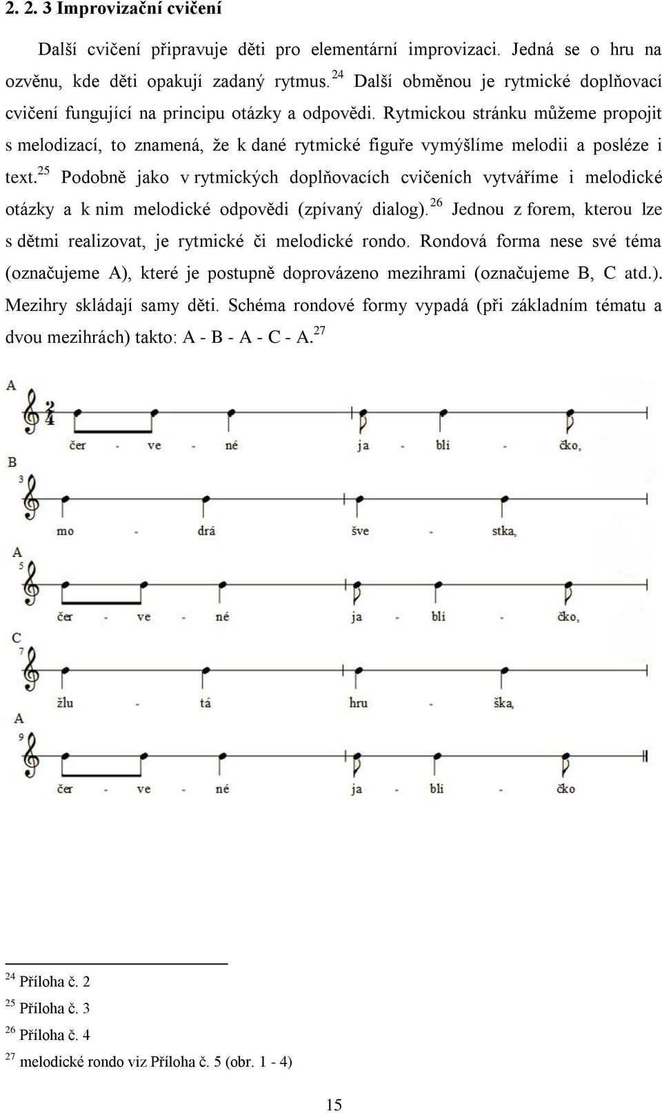 Rytmickou stránku můžeme propojit s melodizací, to znamená, že k dané rytmické figuře vymýšlíme melodii a posléze i text.