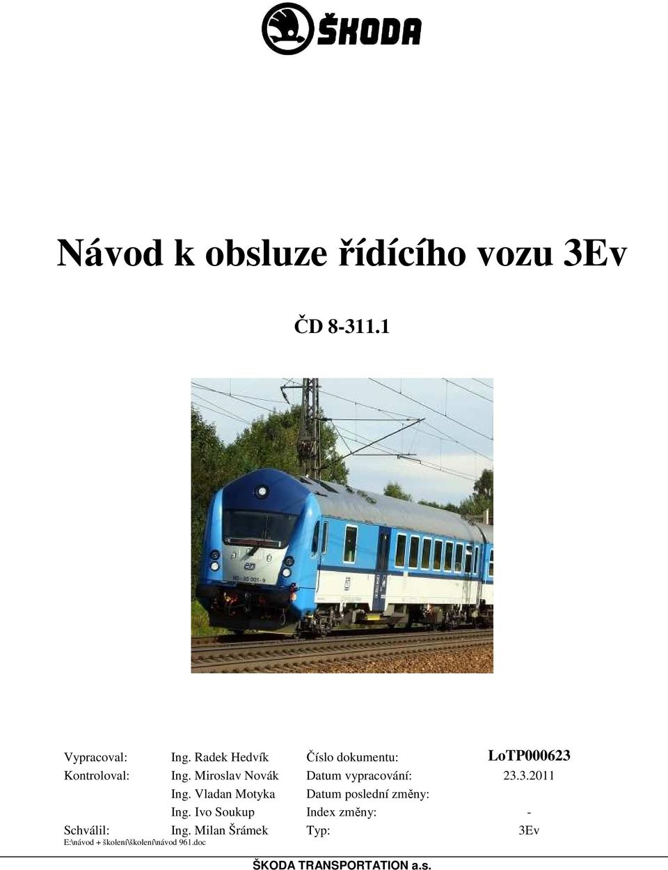Návod k obsluze řídícího vozu 3Ev - PDF Stažení zdarma
