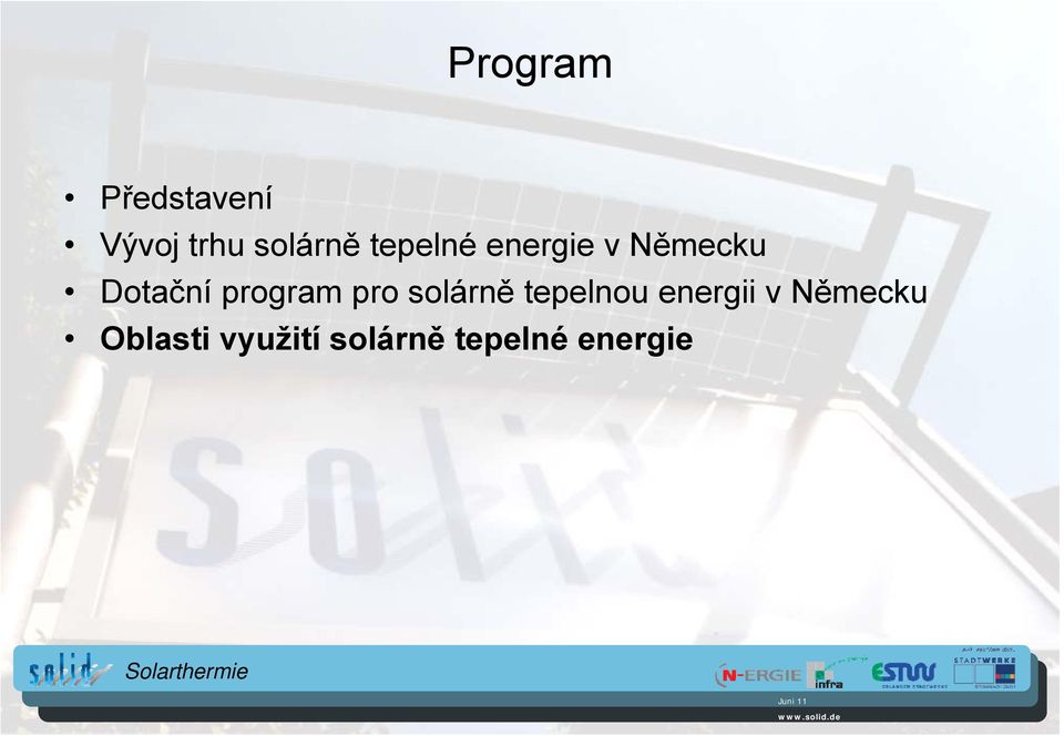 program pro solárně tepelnou energii v