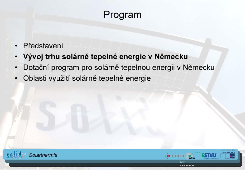 program pro solárně tepelnou energii v