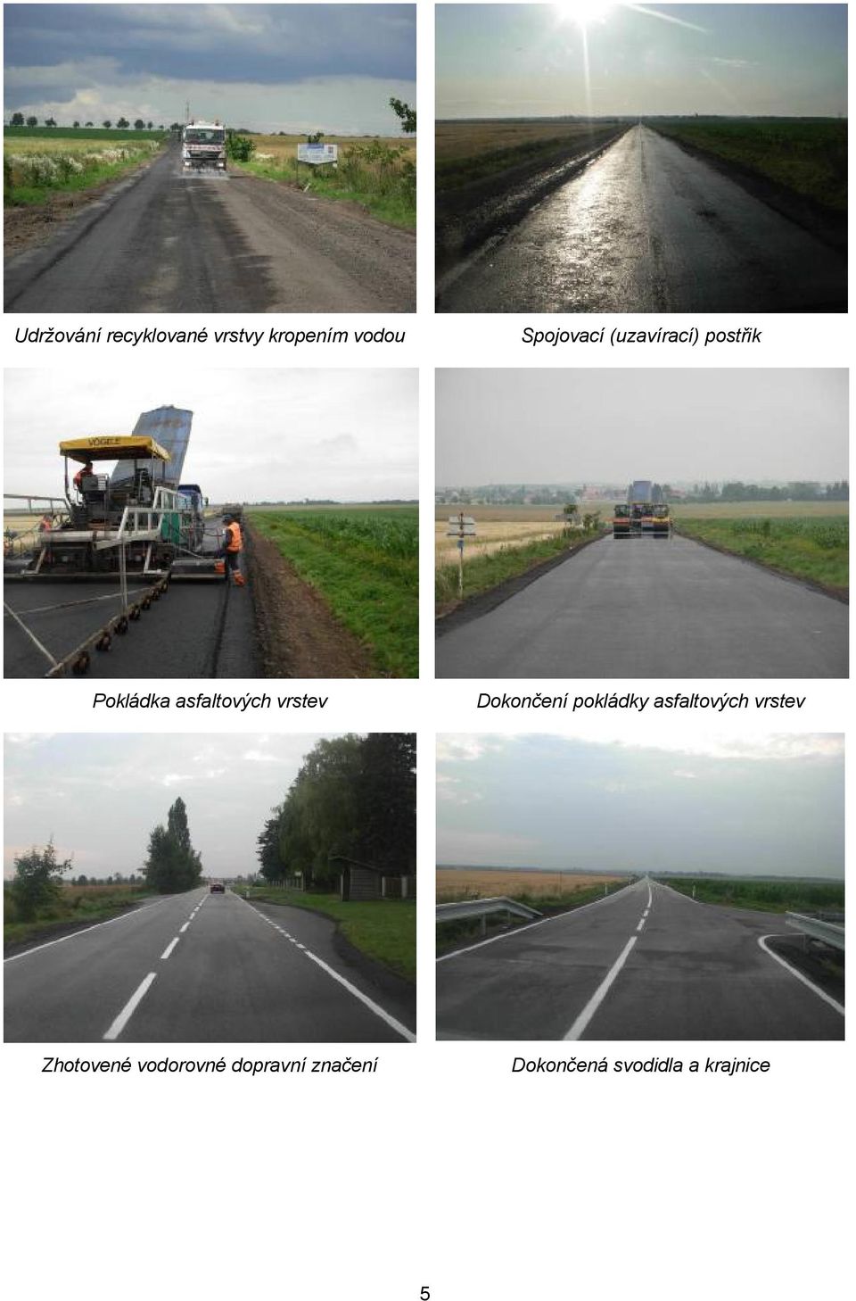 vrstev Dokončení pokládky asfaltových vrstev