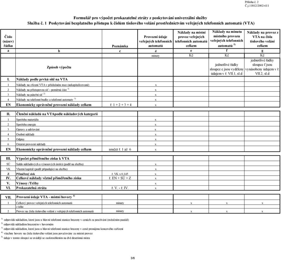 údaje veřejných telefonních automatů automatů 5) a b c d e f g minuty Způsob výpočtu I.