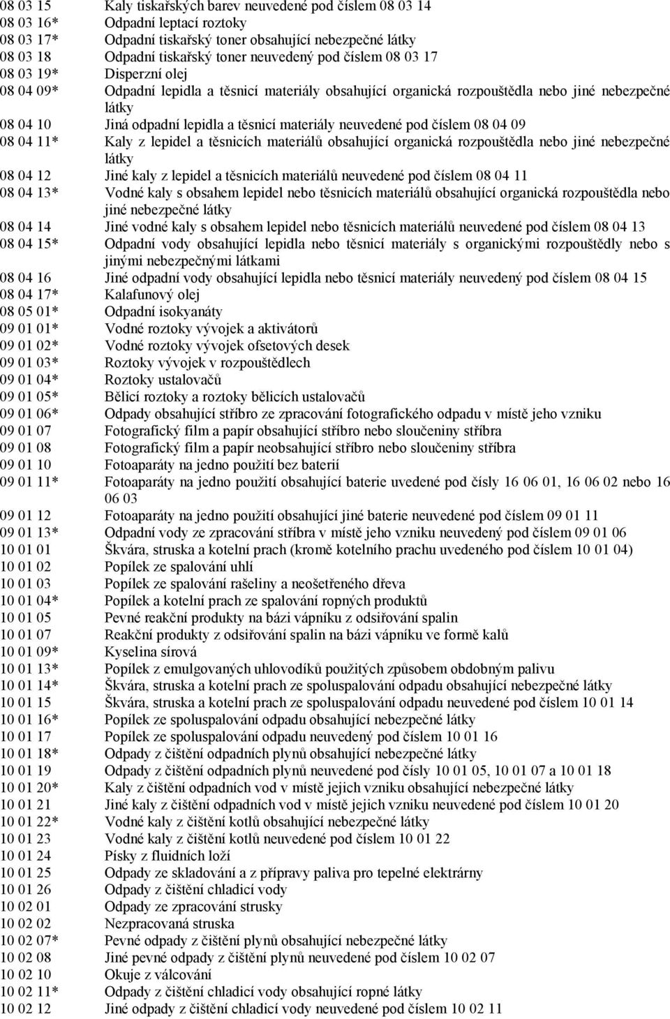 těsnicí materiály neuvedené pod číslem 08 04 09 08 04 11* Kaly z lepidel a těsnicích materiálů obsahující organická rozpouštědla nebo jiné nebezpečné látky 08 04 12 Jiné kaly z lepidel a těsnicích