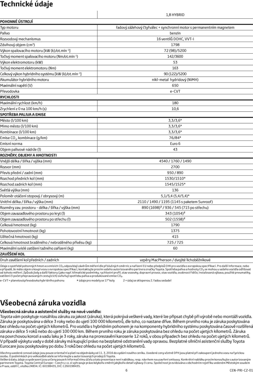 min -1 ) 142/3600 Výkon elektromotoru (kw) 53 Točivý moment elektromotoru (Nm) 163 Celkový výkon hybridního systému [kw (k)/ot.