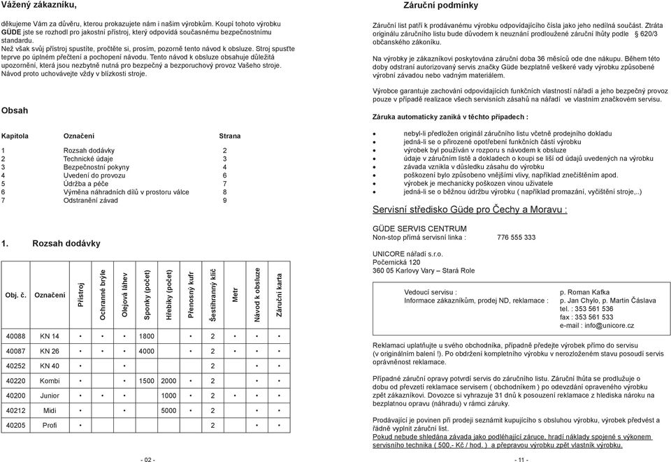 Tento návod k obsluze obsahuje důležitá upozornění, která jsou nezbytně nutná pro bezpečný a bezporuchový provoz Vašeho stroje. Návod proto uchovávejte vždy v blízkosti stroje.