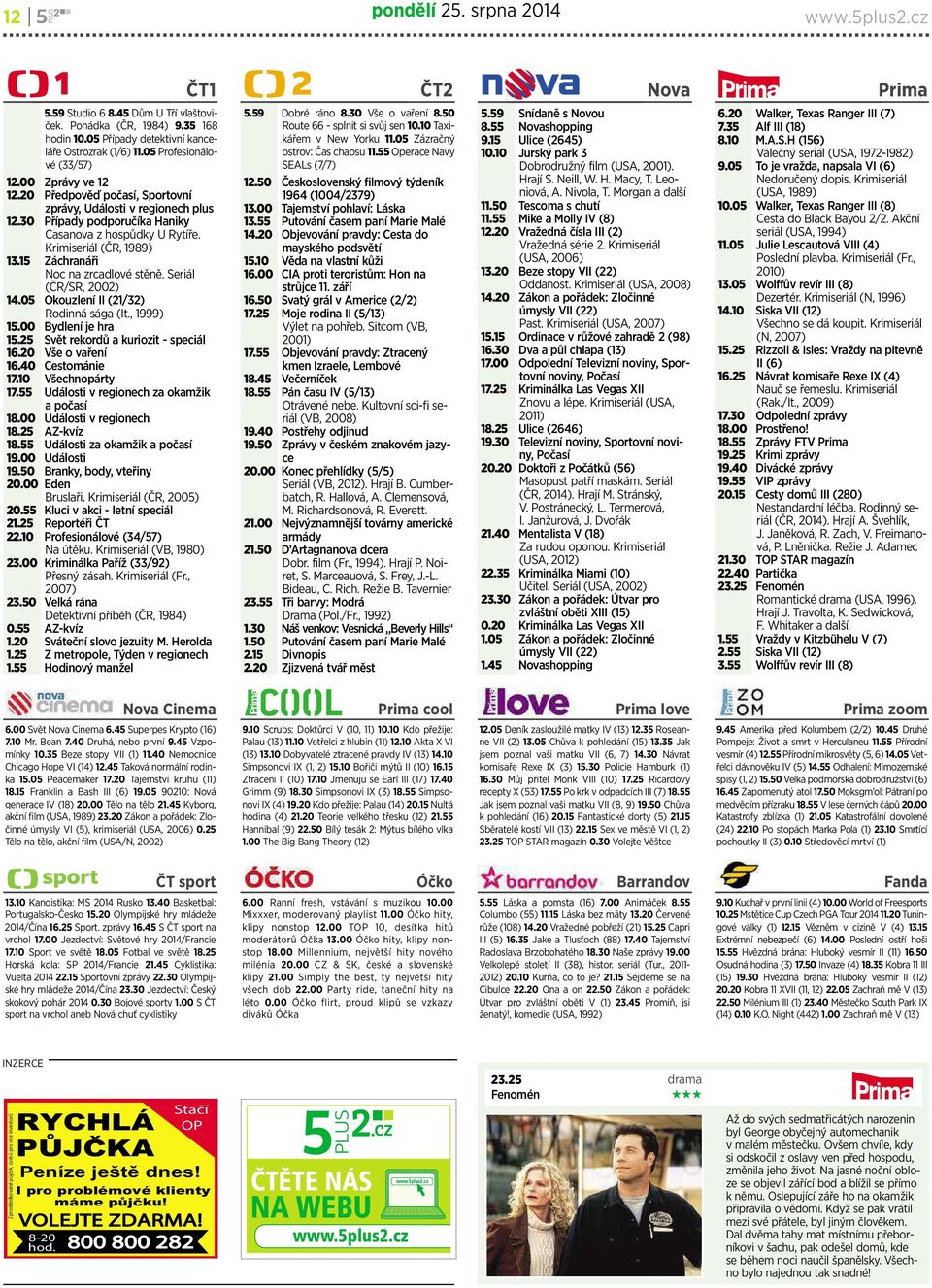15 Záchranáři Noc na zrcadlové stěně.seriál (ČR/SR, 2002) 14.05 Okouzlení II (21/32) Rodinná sága (It., 1999) 15.00 Bydlení je hra 15.25 Svět rekordů a kuriozit -speciál 16.20 Všeovaření 16.