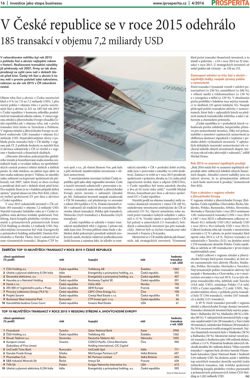 Realizované transakční násobky již překonaly rok 2007, firmy se tak dnes prodávají za vyšší cenu než v dobách těsně před krizí.