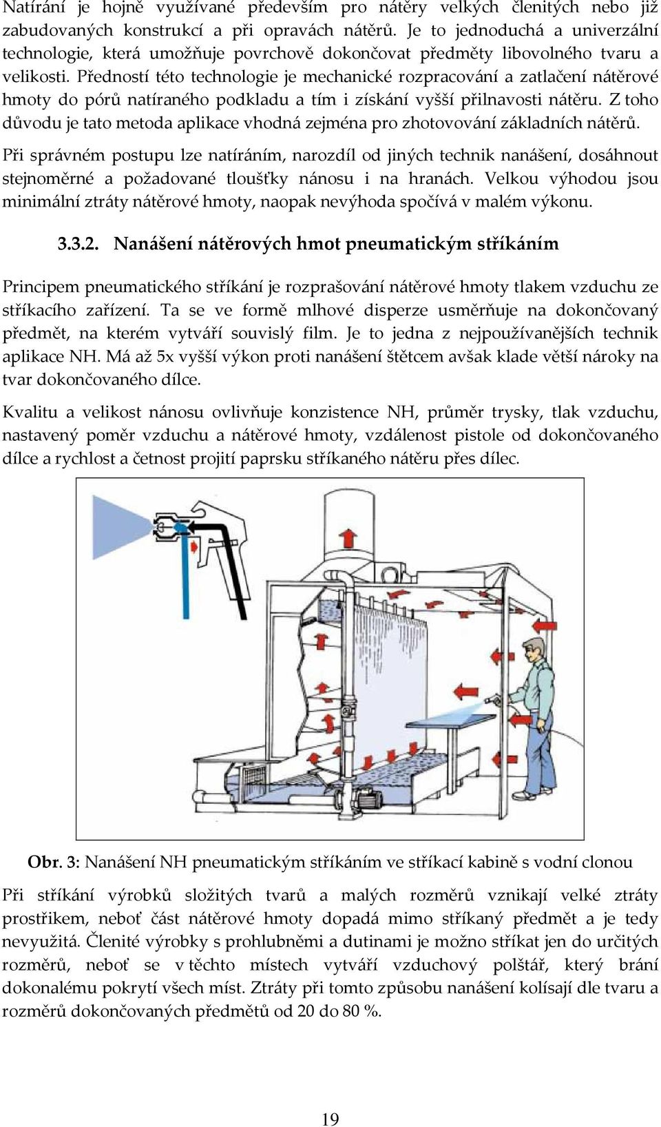 Předností této technologie je mechanické rozpracování a zatlačení nátěrové hmoty do pórů natíraného podkladu a tím i získání vyšší přilnavosti nátěru.