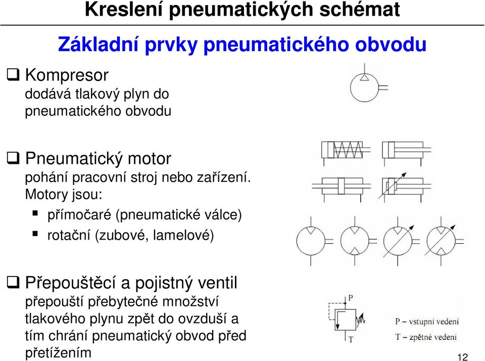 Motory jsou: ímo aré (pneumatické válce) rota ní (zubové, lamelové) epoušt cí a