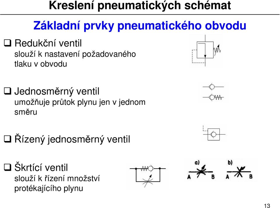 uje pr tok plynu jen v jednom sm ru ízený jednosm rný ventil