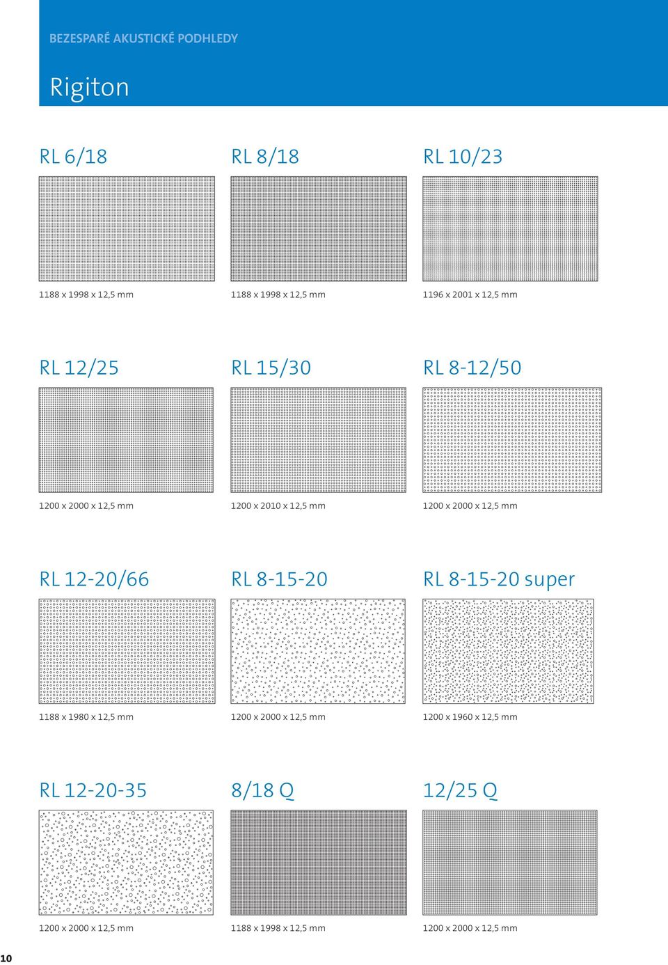 2000 x 12,5 mm RL 12-20/66 RL 8-15-20 RL 8-15-20 super 1188 x 1980 x 12,5 mm 1200 x 2000 x 12,5 mm 1200 x