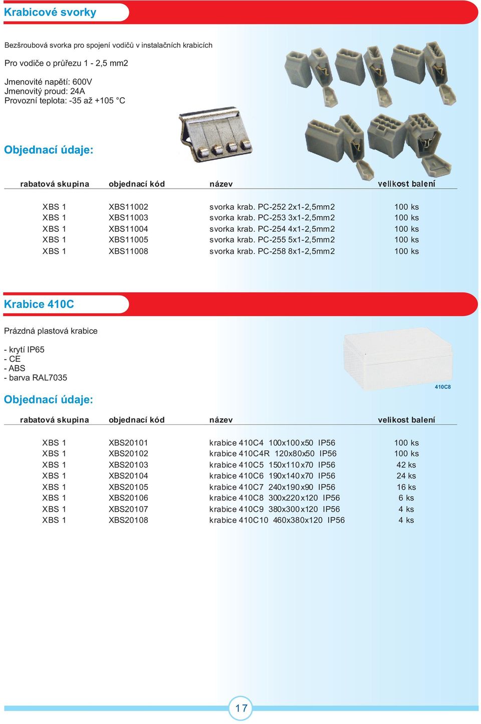 PC-55 5x1-,5mm 100 ks XBS 1 XBS11008 svorka krab.