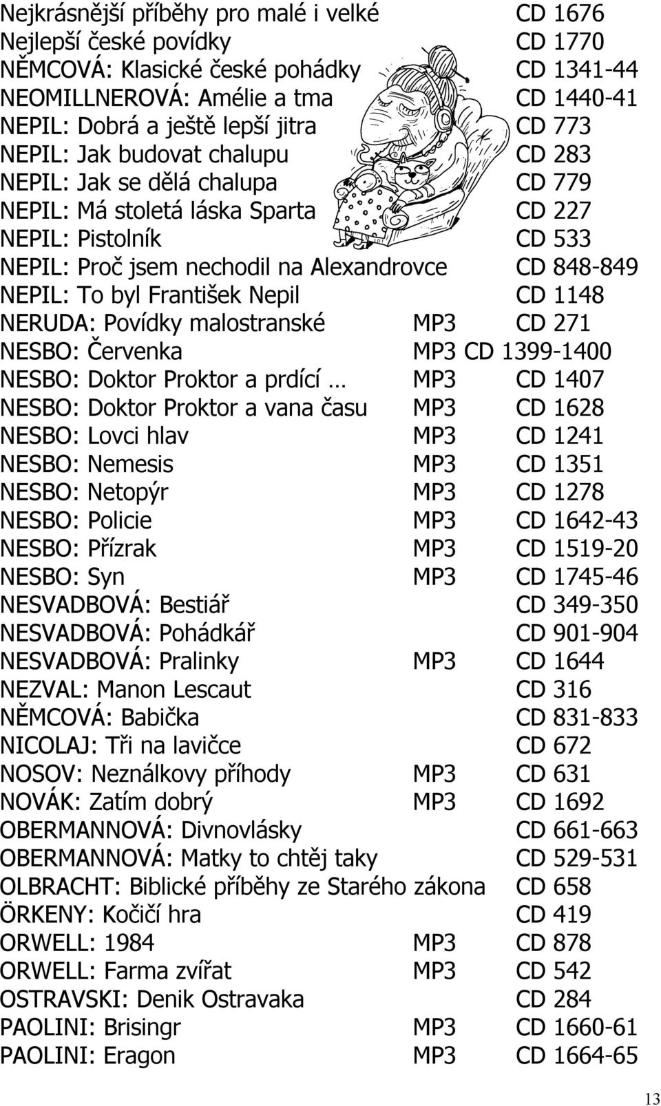 František Nepil CD 1148 NERUDA: Povídky malostranské MP3 CD 271 NESBO: Červenka MP3 CD 1399-1400 NESBO: Doktor Proktor a prdící MP3 CD 1407 NESBO: Doktor Proktor a vana času MP3 CD 1628 NESBO: Lovci