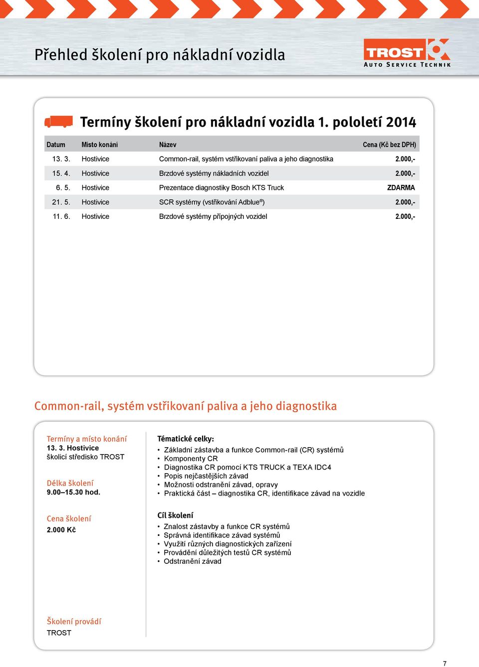 Hostivice Prezentace diagnostiky Bosch KTS Truck ZDARMA 21. 5. Hostivice SCR systémy (vstřikování Adblue ) 2.000,- 11. 6. Hostivice Brzdové systémy přípojných vozidel 2.