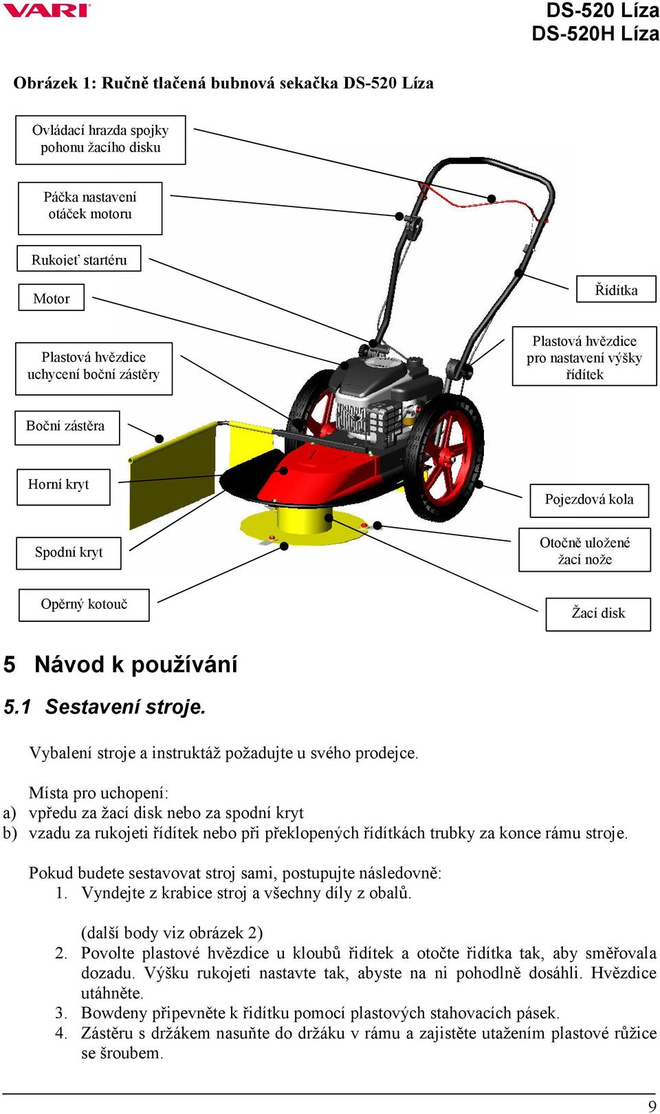 Vybalení stroje a instruktáž požadujte u svého prodejce.