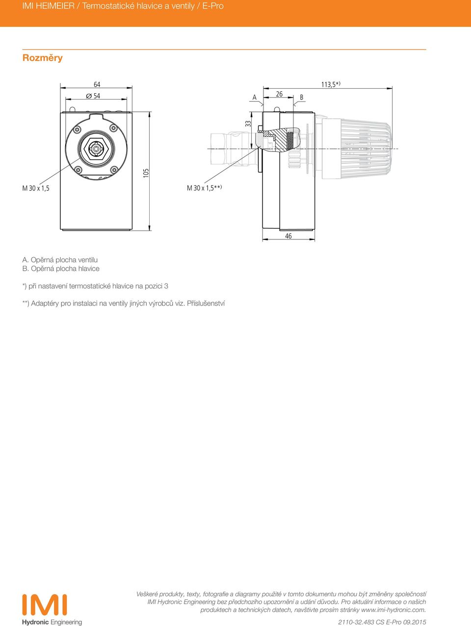 Příslušenství Veškeré produkty, texty, fotografie a diagramy použité v tomto dokumentu mohou být změněny společností IMI Hydronic Engineering bez