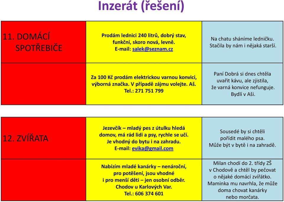 Bydlí v Aši. 12. ZVÍŘATA Jezevčík mladý pes z útulku hledá domov, má rád lidi a psy, rychle se učí. Je vhodný do bytu i na zahradu. E-mail: evika@gmail.