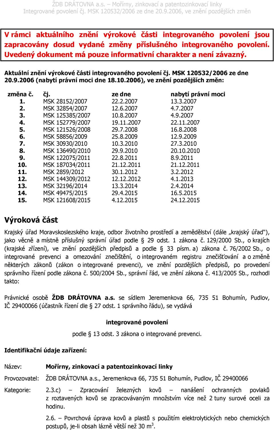 MSK 28152/2007 22.2.2007 13.3.2007 2. MSK 32854/2007 12.6.2007 4.7.2007 3. MSK 125385/2007 10.8.2007 4.9.2007 4. MSK 152779/2007 19.11.2007 22.11.2007 5. MSK 121526/2008 29.7.2008 16.8.2008 6.