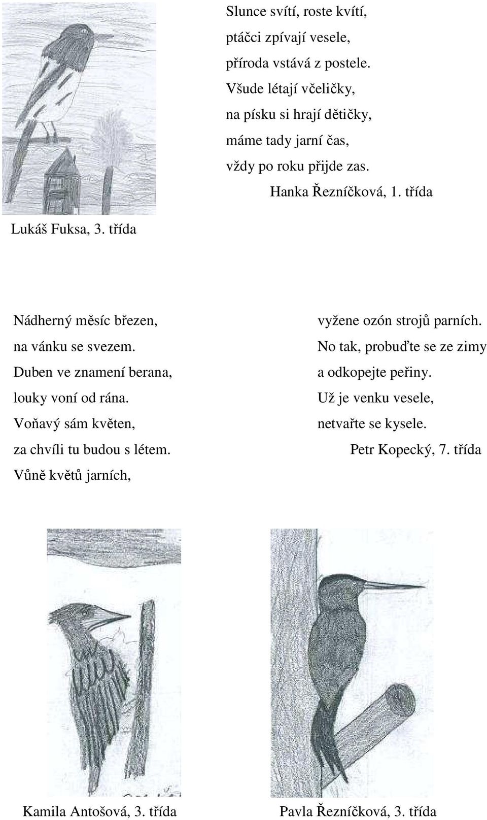 třída Nádherný měsíc březen, na vánku se svezem. Duben ve znamení berana, louky voní od rána. Voňavý sám květen, za chvíli tu budou s létem.