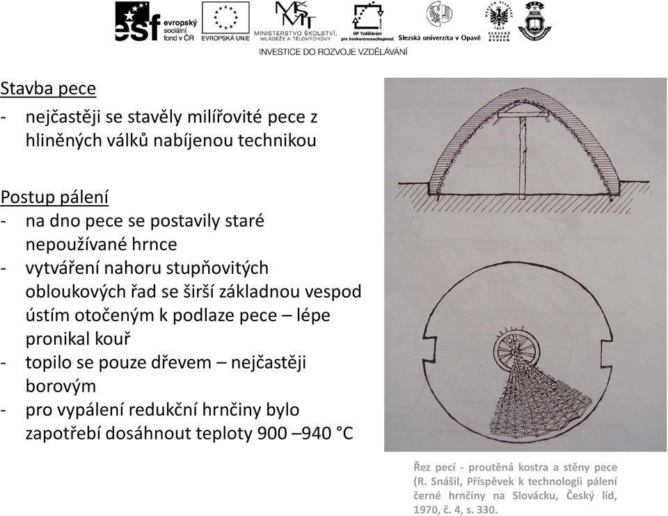 pronikal kouř - topilo se pouze dřevem nejčastěji borovým - pro vypálení redukční hrnčiny bylo zapotřebí dosáhnout teploty 900 940 C