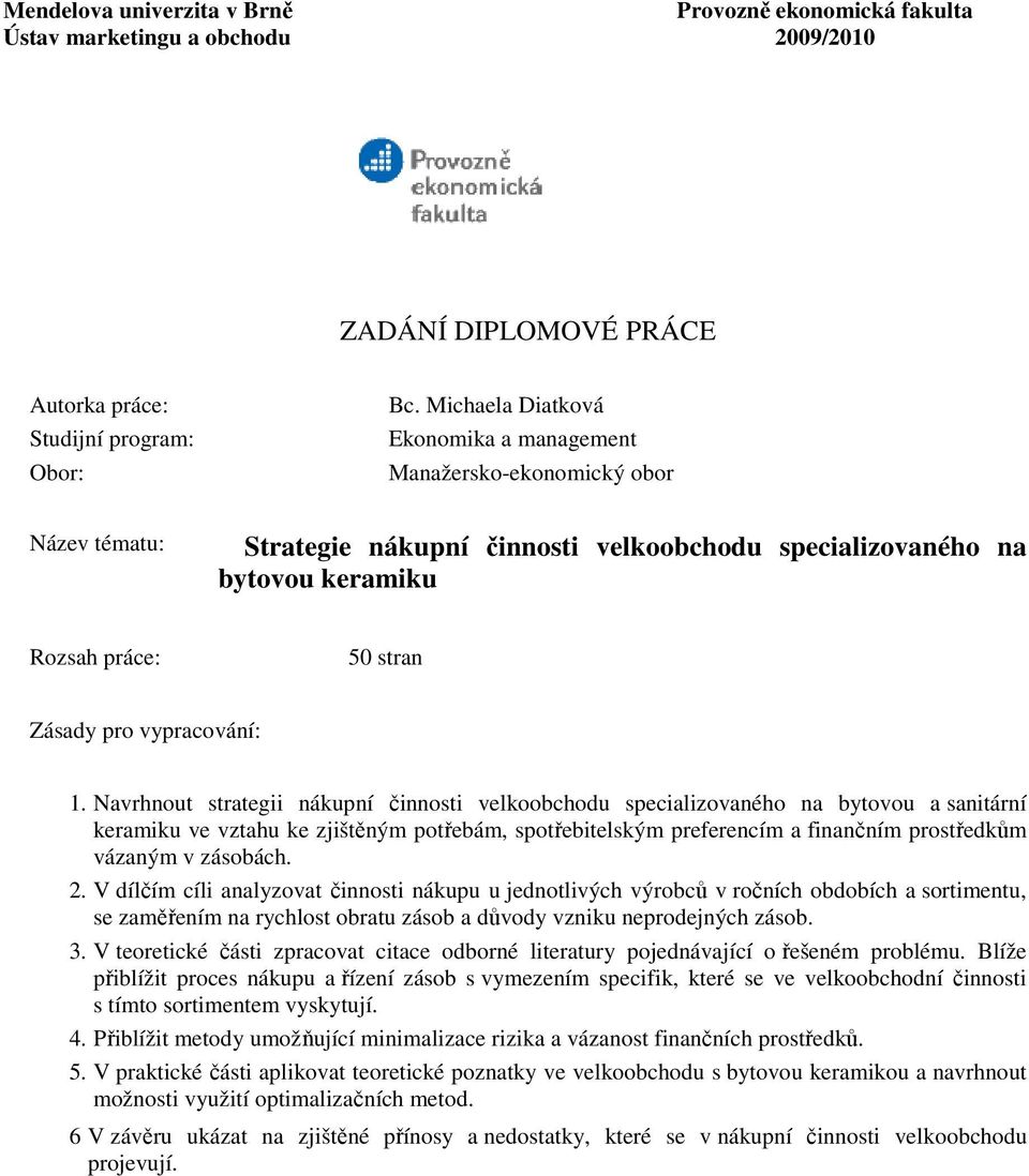 vypracování: 1.