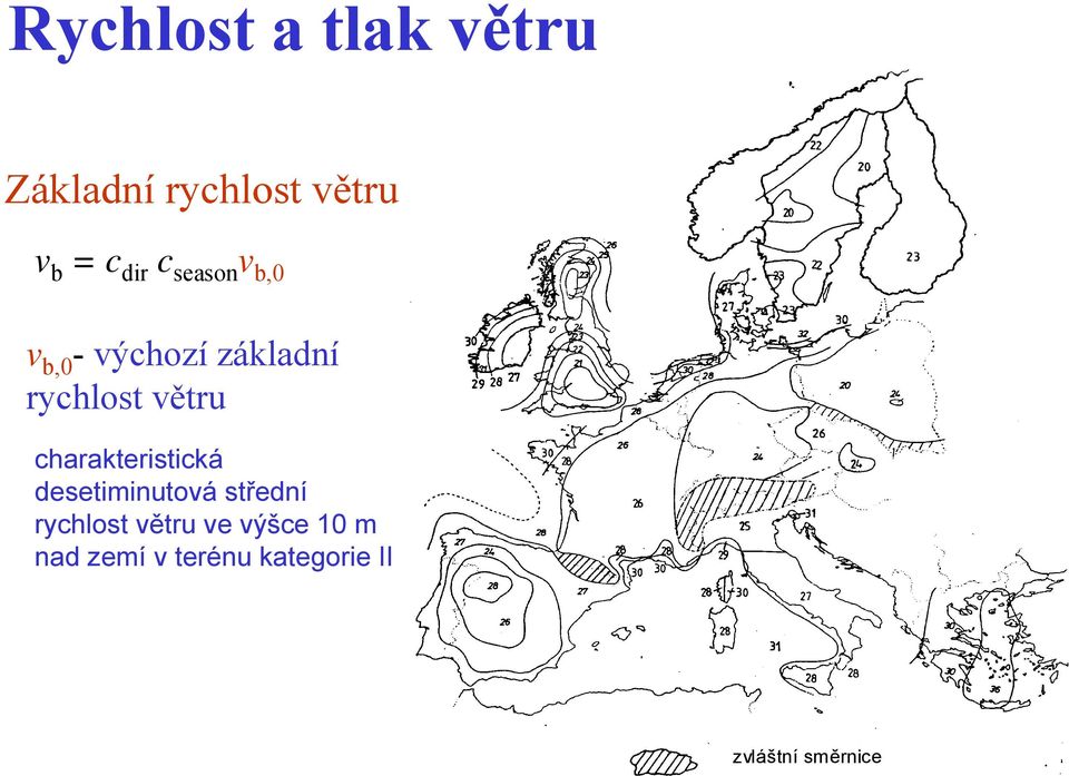 charakteristická desetiminutová střední rychlost větru ve