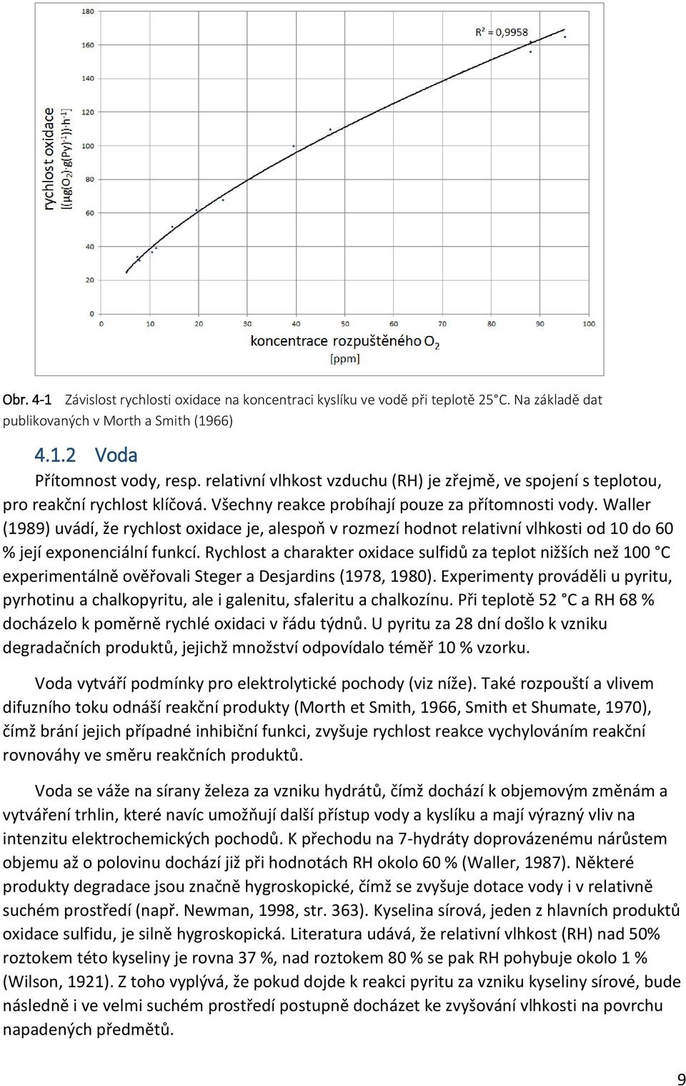 Waller (1989) uvádí, že rychlost oxidace je, alespoň v rozmezí hodnot relativní vlhkosti od 10 do 60 % její exponenciální funkcí.