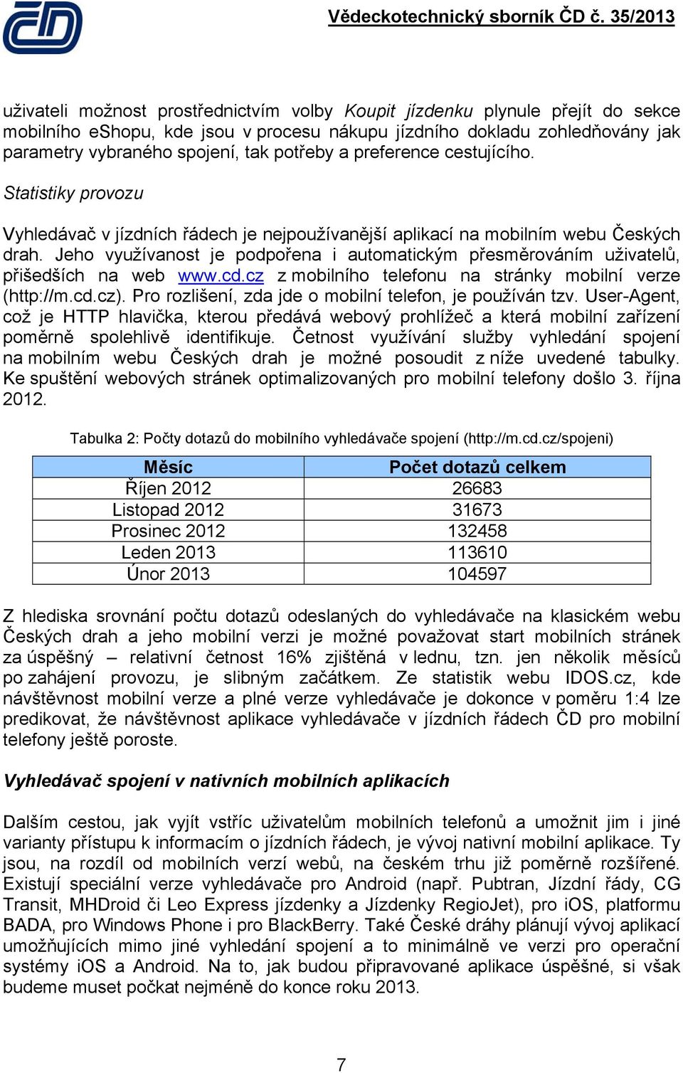 Jeho využívanost je podpořena i automatickým přesměrováním uživatelů, přišedších na web www.cd.cz z mobilního telefonu na stránky mobilní verze (http://m.cd.cz).