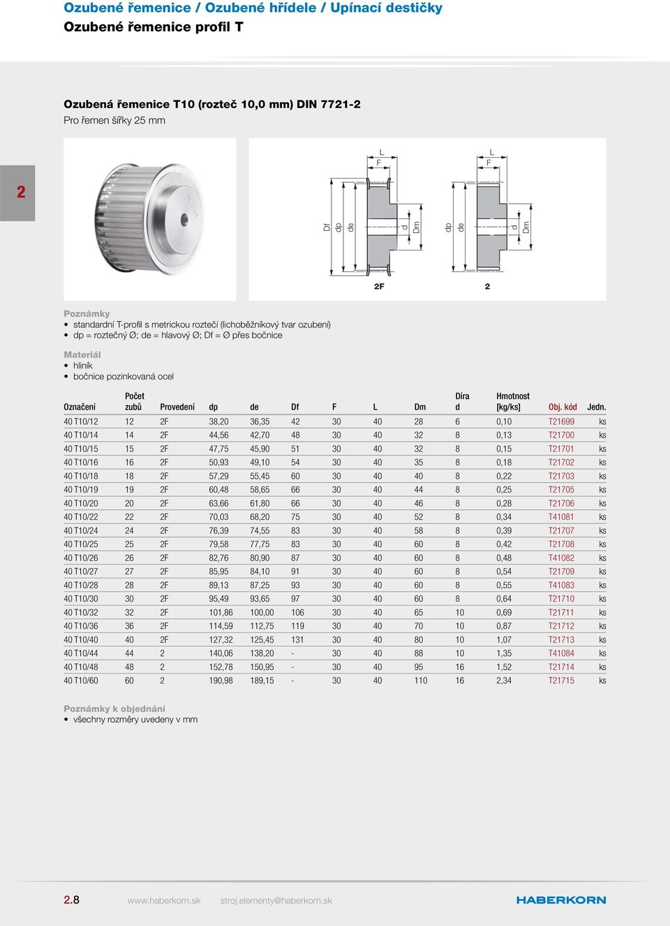 40 T10/1 1 38,0 36,35 4 30 40 8 6 0,10 T1699 ks 40 T10/14 14 44,56 4,70 48 30 40 3 8 0,13 T1700 ks 40 T10/15 15 47,75 45,90 51 30 40 3 8 0,15 T1701 ks 40 T10/16 16 50,93 49,10 54 30 40 35 8 0,18 T170