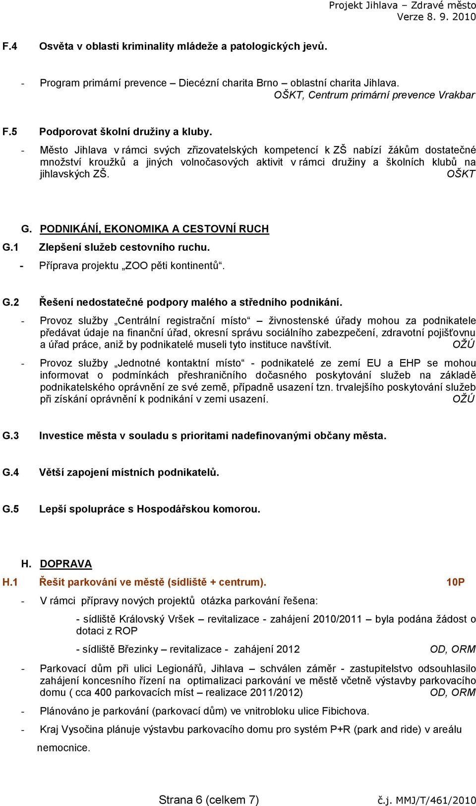 - Město Jihlava v rámci svých zřizovatelských kompetencí k ZŠ nabízí ţákům dostatečné mnoţství krouţků a jiných volnočasových aktivit v rámci druţiny a školních klubů na jihlavských ZŠ. OŠKT G.