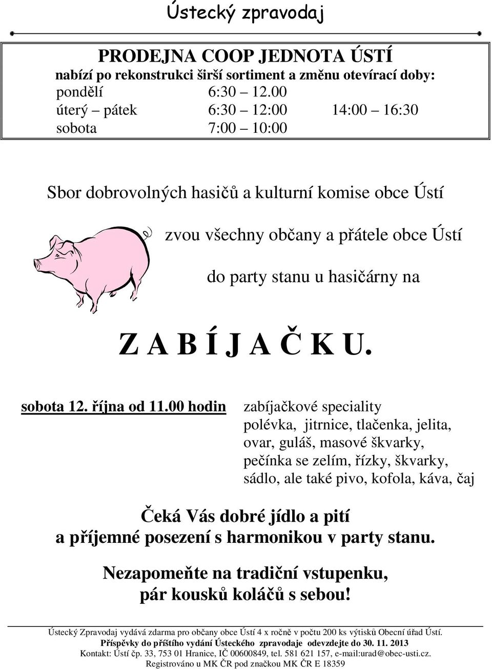 sobota 12. října od 11.
