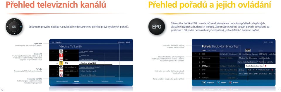 Zde můžete zpětně spustit pořady odvysílané za posledních 30 hodin nebo nahrát již odvysílaný, právě běžící či budoucí pořad.