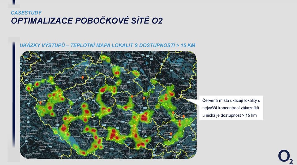 KM Červená místa ukazují lokality s nejvyšší