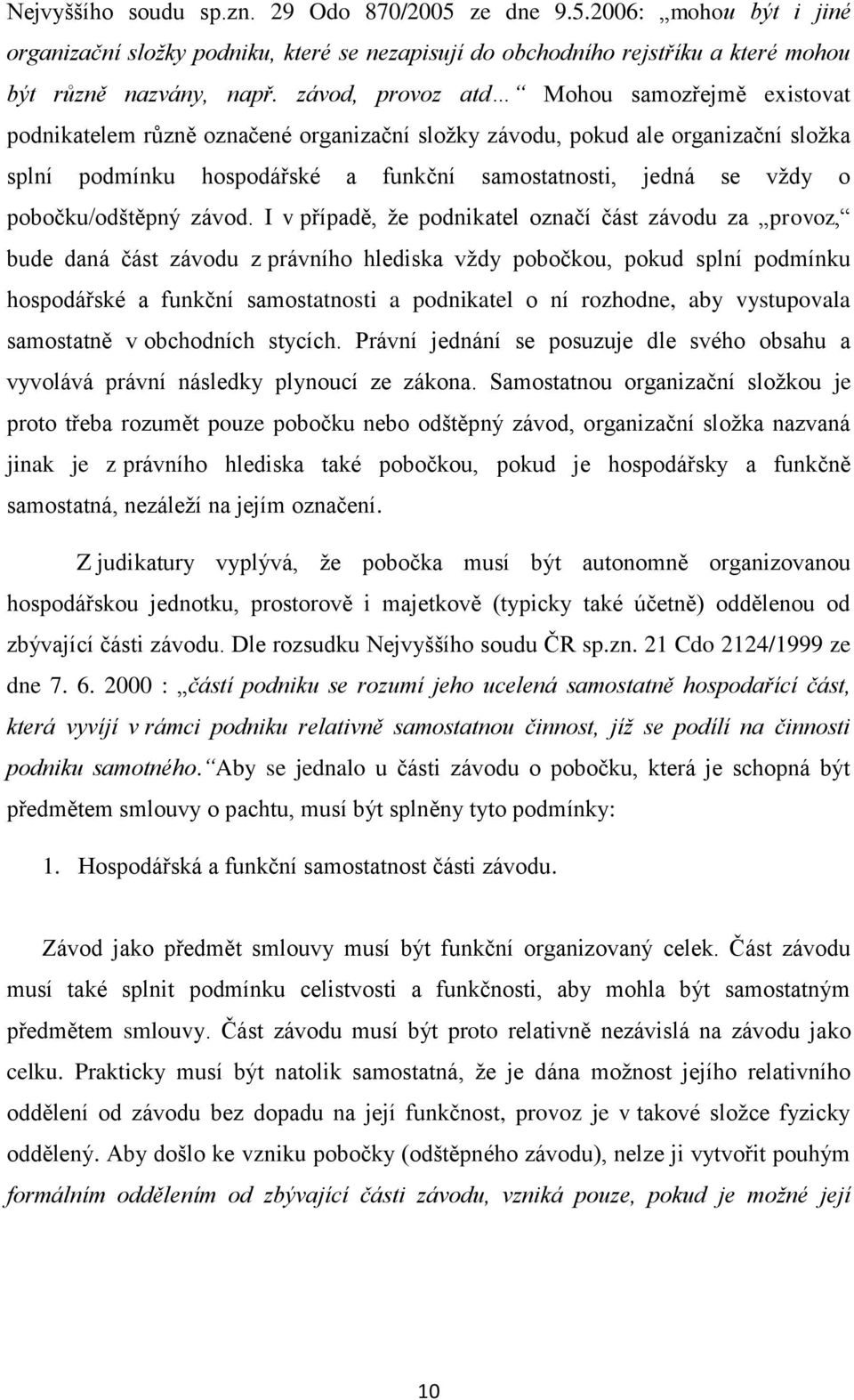 pobočku/odštěpný závod.