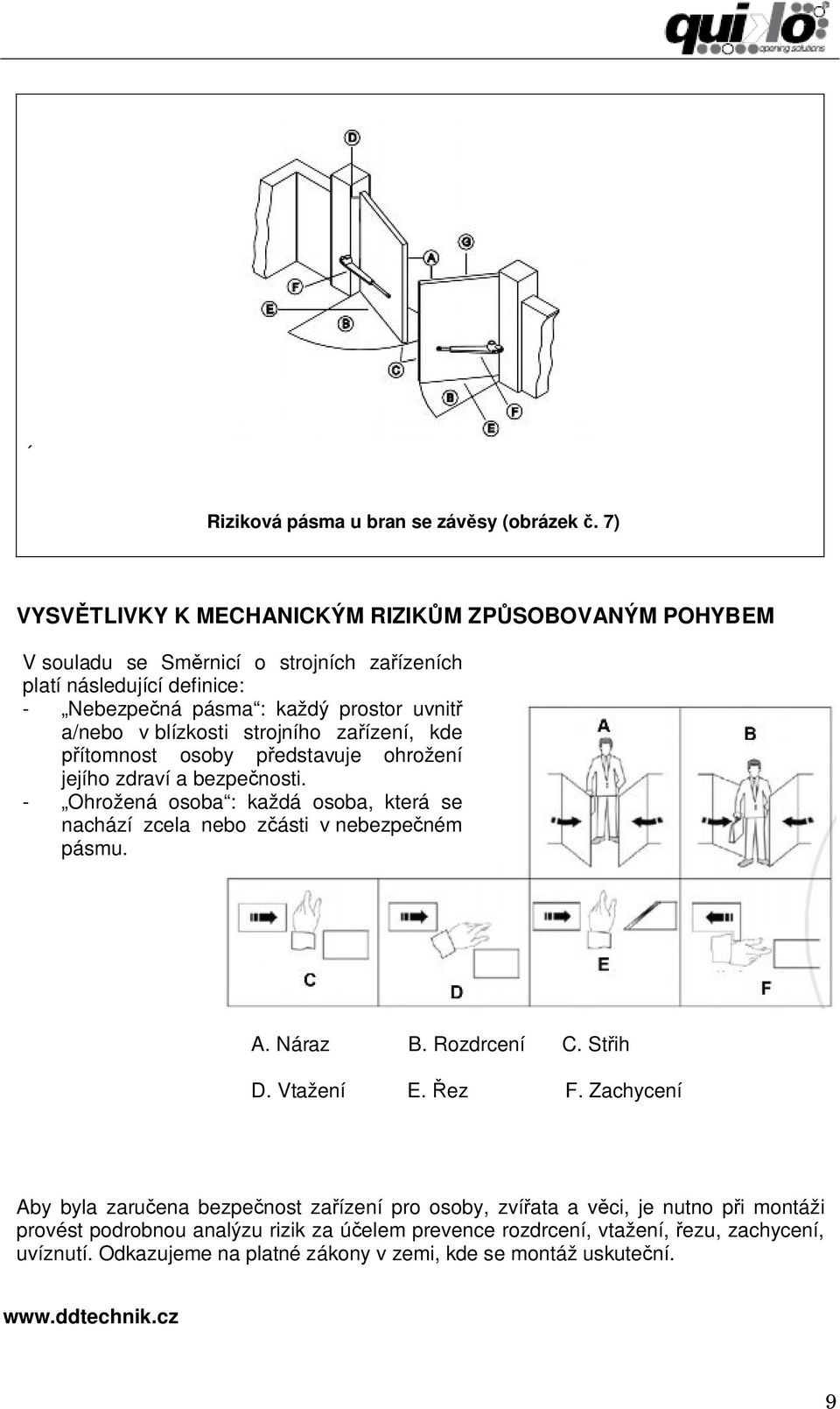 v blízkosti strojního zařízení, kde přítomnost osoby představuje ohrožení jejího zdraví a bezpečnosti.