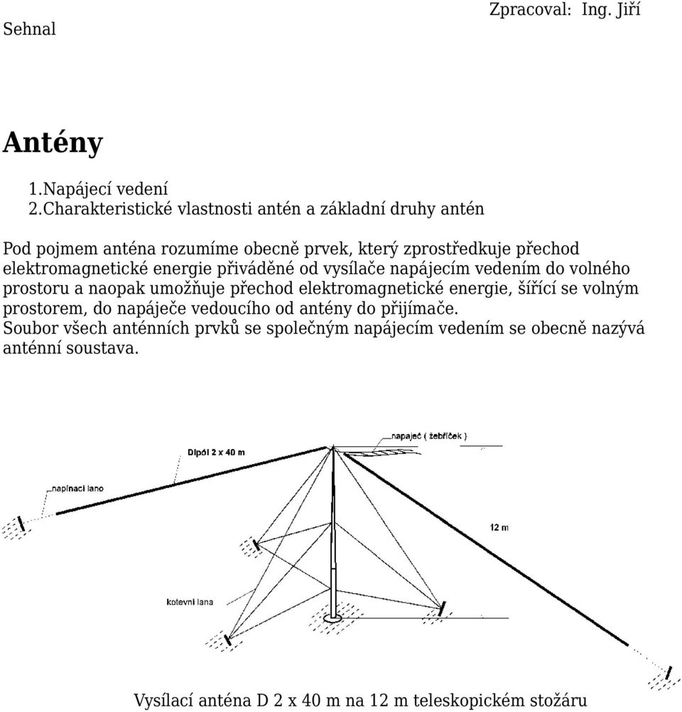 elektromagnetické energie přiváděné od vysílače napájecím vedením do volného prostoru a naopak umožňuje přechod elektromagnetické