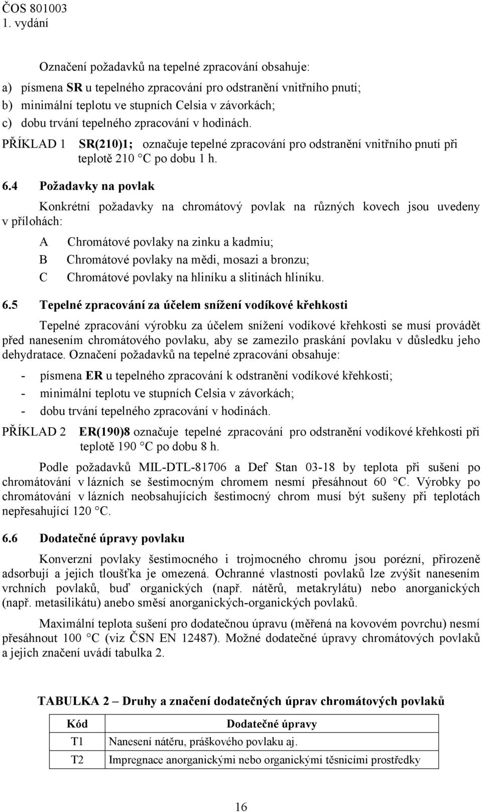 4 Požadavky na povlak Konkrétní požadavky na chromátový povlak na různých kovech jsou uvedeny v přílohách: A B C Chromátové povlaky na zinku a kadmiu; Chromátové povlaky na mědi, mosazi a bronzu;